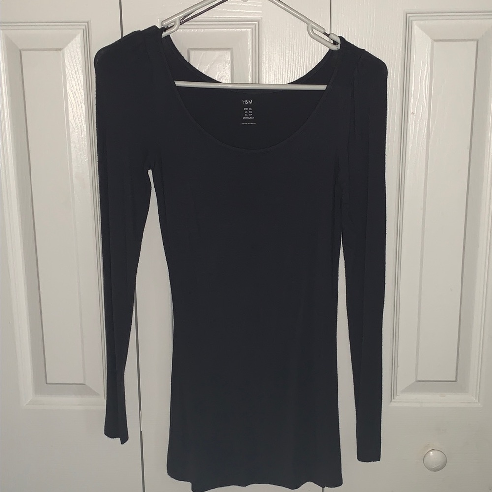H&M Classic Black Long Sleeve Top, scoop neck